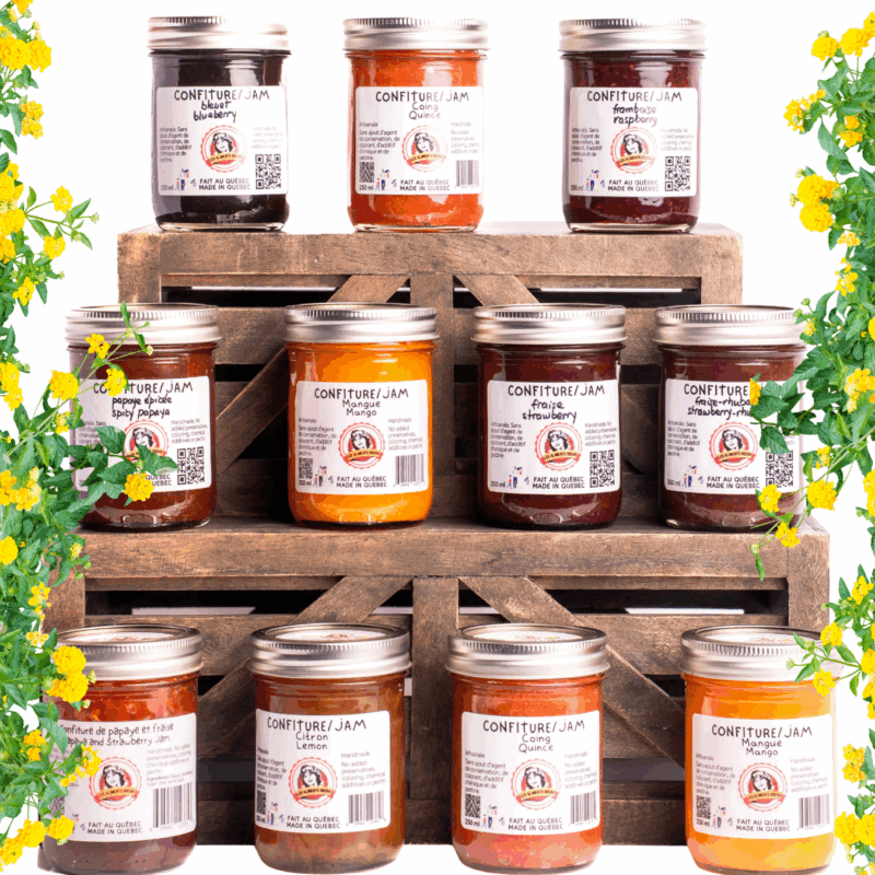 Confitures artisanales sur un présentoir